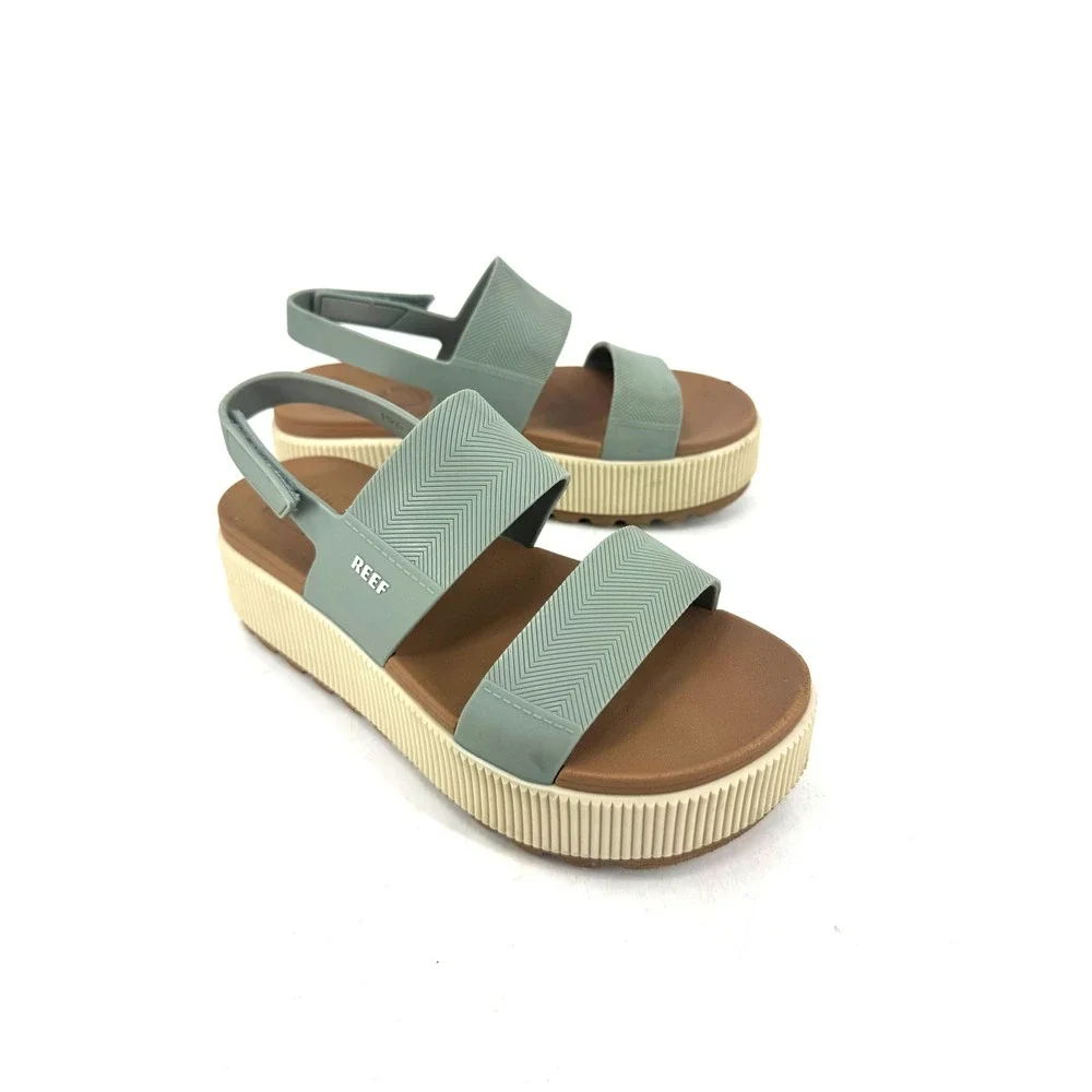 Reef Women's Platform Sandals in Sage Green and Cream